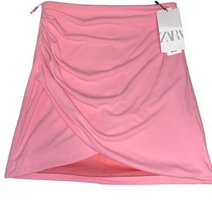 Zara Soft Pink Draped Mini Skirt